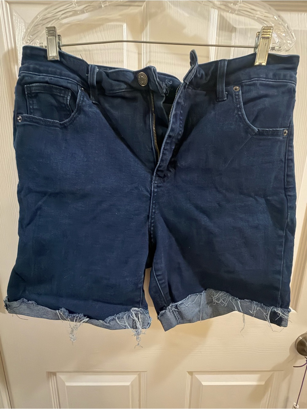 Terra & Sky Navy Rolled Hem Denim Shorts